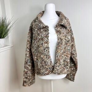 Chunky Boucle Knit Handmade Sweater Size L/XL Textured Cabincore Domestic Ranch